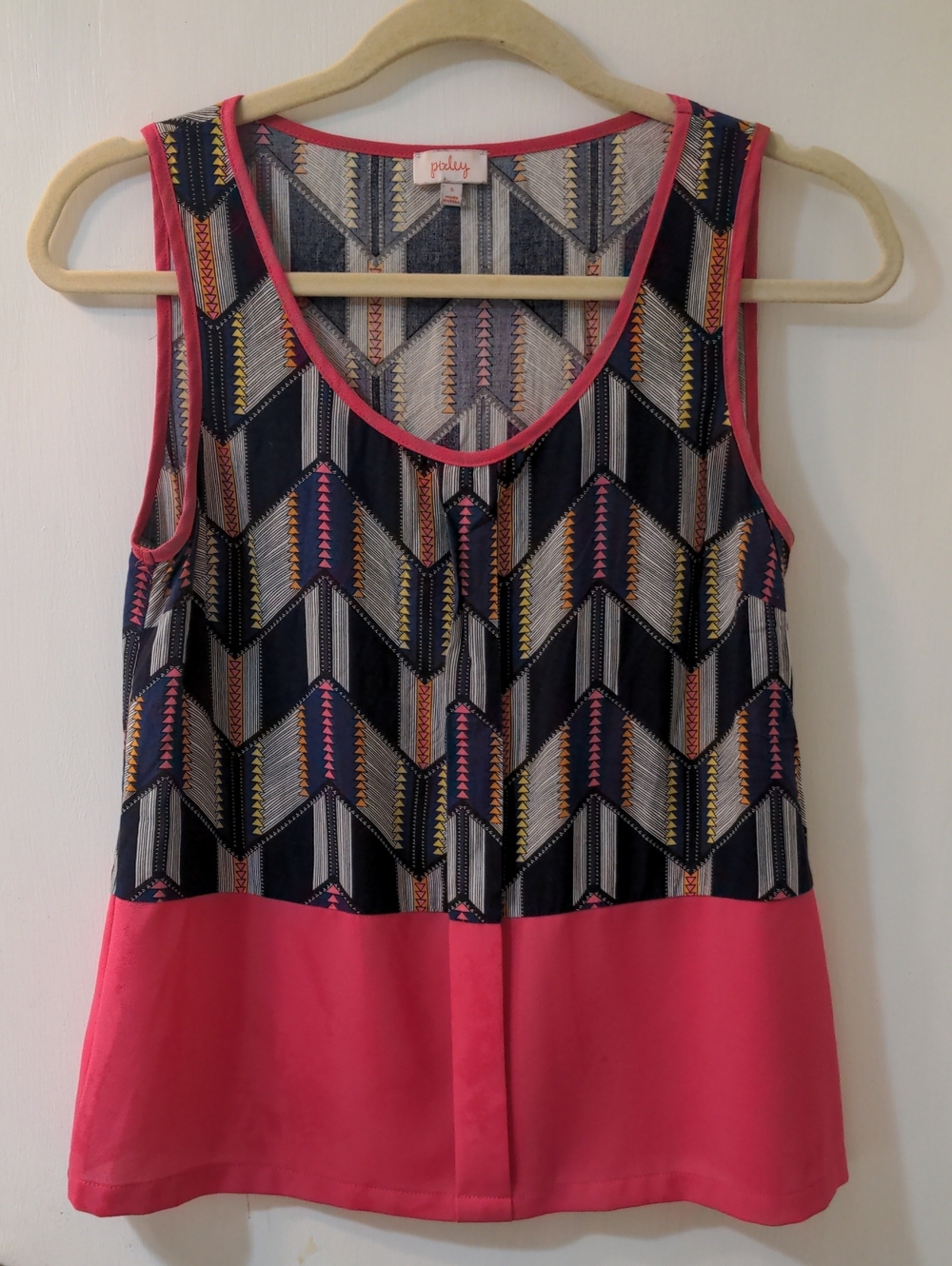 Pixley Navy & Pink Geometric Synthetic Tank